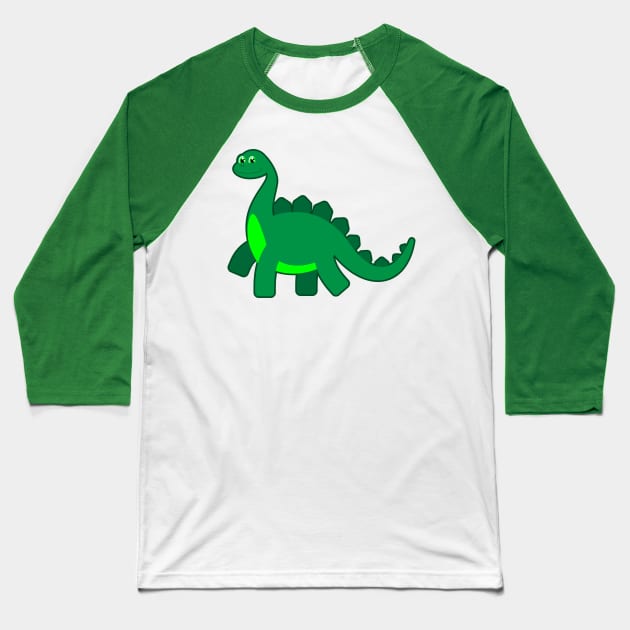 Adorable Long Neck Green Dinosaur Baseball T-Shirt by deancoledesign